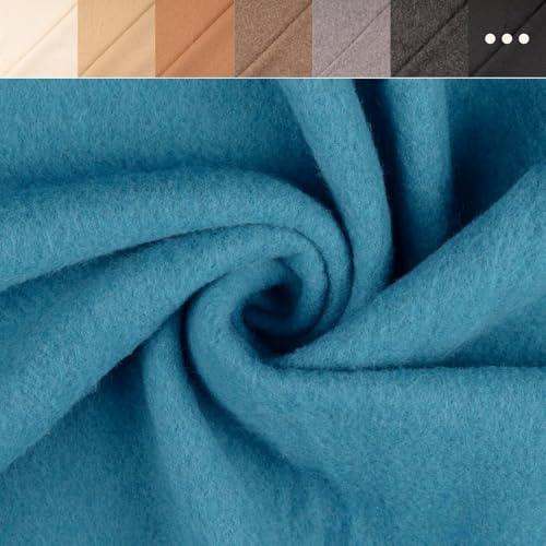 Wollfleece Meterware uni & meliert - Wollstoff Mantelstoff - Wollpullover nähen, weiche Wolle Stoff - 100% Schurwolle/Wolle *Ab 50cm, Farbe: 024 aqua von Generisch