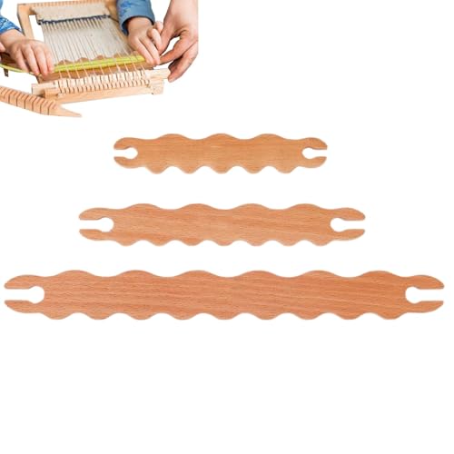 Wood Wavy Sticks, 5.91x1.18x0.2 Inches, 11.61x1.38x0.2in 3-Piece Wooden Shuttle Weaving Sticks, Handmade Craft Rods, Knitting Tools for Weaving and Projects von Generisch