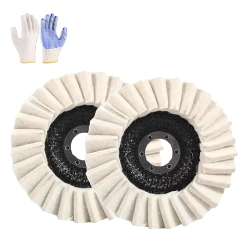 Wool Felt Flap Polishing Disc, Wool Felt Flap Discs Polishing Wheel for Drill, Felt Polishing Pad for Metal Marble Stone, for 100 Angle Grinder (2pcs,115mm/4.5in) von Generisch