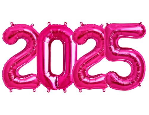 XXL Pink Folienballon 100 cm Deko Zahl 2025 Ballon 40 inch Neujahr Silvester 25 Party Pink/Rosa Folienballon Ballons Ballon Birthday Jubiläum Geburtstag birthday Rosa/Pink (Pink) von Generisch