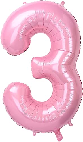 XXL Zahlen Folienballon 3 Zahl Pastell Pastel Rosa Rose Ballon Geburtstag Deko 3 Jahre 100cm Kindergeburtstag Jubiläum drei three 3. Party Feier girl Boy Birthday Dekoration decoration (Zahl 3) von Generisch