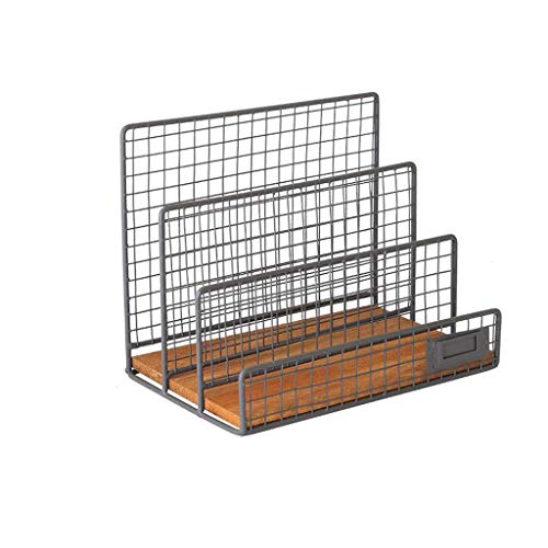 Zeitschriftensammler aus Schmiedeeisen, für Schreibtisch, Büro, Akte, mehrschichtig, Schreibtisch, Metall, Buch-Organizer (dunkelgrau) von Generisch