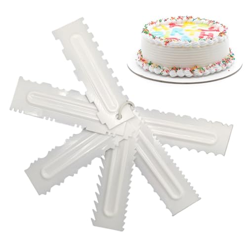 Zuckerguss-Schaber, Kuchenglätter für Zuckerguss, 6 Stück, doppelseitiger Zuckerguss-Weichmacher, Zuckerguss-Schaber für Kuchendekoration, Sägezahnkamm für Kuchen Zuckerguss-Schaber, Kuchenglätter für Zuckerguss, 6 Stück, doppelseitiger Zuckerguss-Weichmacher, Zuckerguss-Schaber für Kuchendekoration, Sägezahnkamm für Kuchen von Generisch
