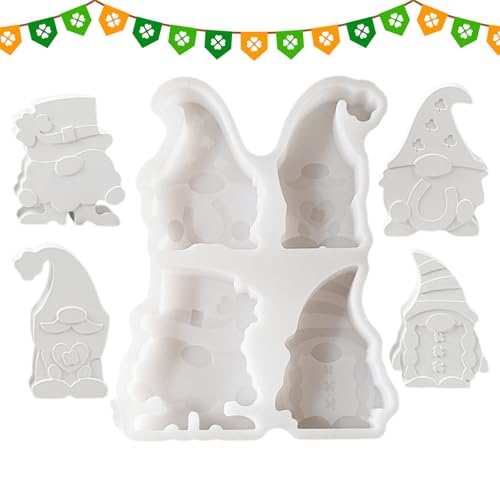Zwerge Harzform, Zwerge Silikonform, Irish Day Epoxidharz-Kerzengussformen - Seifenform aus Kunstharz mit 4 Hohlräumen für Partydekorationen, für ästhetische Schreibtischdekoration Zwerge Harzform, Zwerge Silikonform, Irish Day Epoxidharz-Kerzengussformen - Seifenform aus Kunstharz mit 4 Hohlräumen für Partydekorationen, für ästhetische Schreibtischdekoration von Generisch
