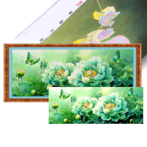 groß Blumen Kreuzstich Set Vorgedruckt, Blumen Stickvorlagen Stickbilder Kreuzstich Stickpackungen Stickpackung Cross Stitch Kit Stickset Sticken Set Erwachsene Anfänger-Pfingstrose 180x70cm von Generisch