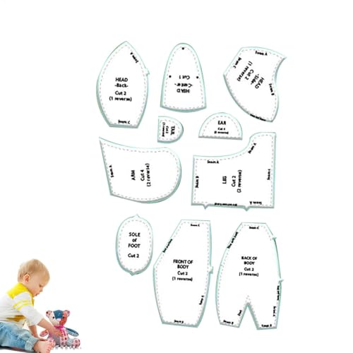 m-Emory Bear Schnittmuster UK, Te-ddy Bear Strickmuster, 10/12/15 Zoll Quilting Lineal Set mit Anleitung, Acryl Schnittmuster für Anfänger, für Kinderzimmer Schlafzimmer von Generisch