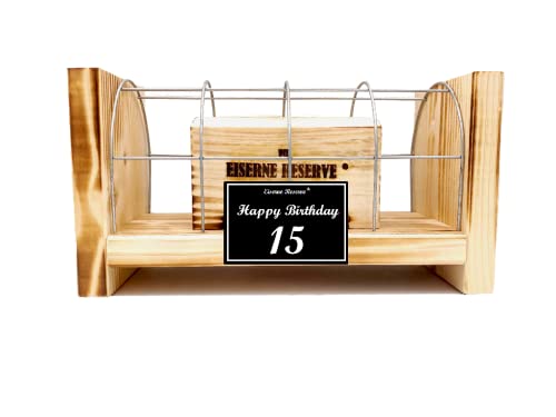 Originelle lustige Geldgeschenke zum 15 Geburtstag Geschenkideen für Jungen und Mädchen - Eiserne Reserve Gitterbox - Text s/w Happy Birthday 15 von Genial-Anders