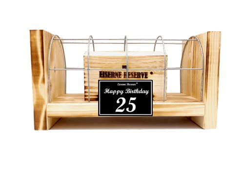 Originelle lustige Geldgeschenke zum 25. Geburtstag Geschenkideen für Männer und Frauen - Eiserne Reserve Gitterbox - Text s/w Happy Birthday 25 von Genial-Anders