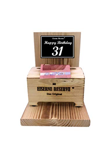 Originelle lustige Geldgeschenke zum 31. Geburtstag Geschenkideen für Männer und Frauen - Eiserne Reserve Geldbox - Text s/w Happy Birthday 31 Geburtstag von Genial-Anders