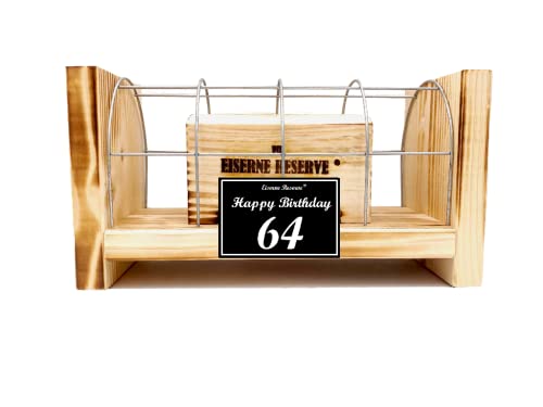 Originelle lustige Geldgeschenke zum 64. Geburtstag Geschenkideen für Männer und Frauen - Eiserne Reserve Gitterbox - Text s/w Happy Birthday 64 von Genial-Anders