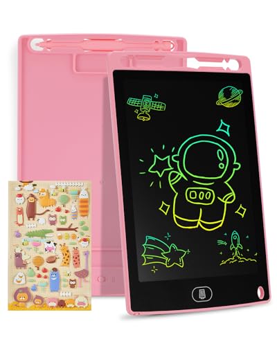 LCD Schreibtafel 10 Zoll, Genialba Buntes LCD Schreibtablett, Tragbares Löschbares Zeichenbrett, Elektronischer Tablette, Grafiktablett für Kinderspiele 2 3 4 5 6 7 Jahre alte Mädchen (Rosa) von Genialba