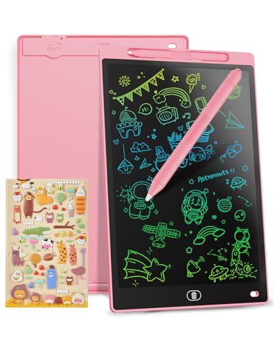 LCD Schreibtafel 10 Zoll, Genialba Buntes LCD Schreibtablett, Tragbares Löschbares Zeichenbrett, Elektronischer Tablette, Grafiktablett für Kinderspiele 2 3 4 5 6 7 Jahre alte Mädchen (Rosa) von Genialba