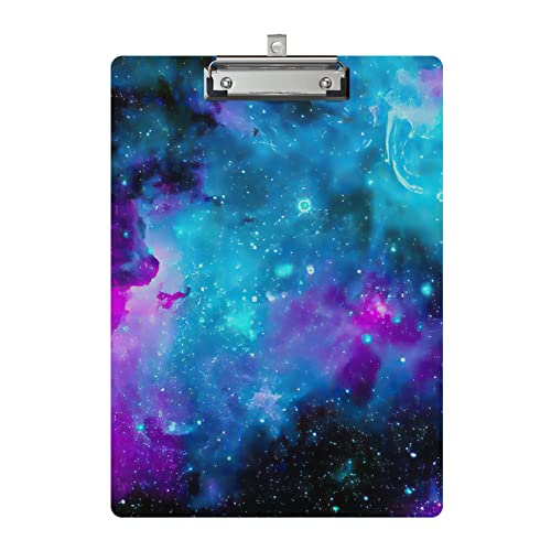 Niedliches Klemmbrett, Holzdesign, dekorative A4-Briefgröße, Klemmbretter für Klassenzimmer, Büro, Standardgröße 22,9 x 30,7 cm, mit niedrigem Profil, Metallclip – Nebula Galaxy von Geniershy