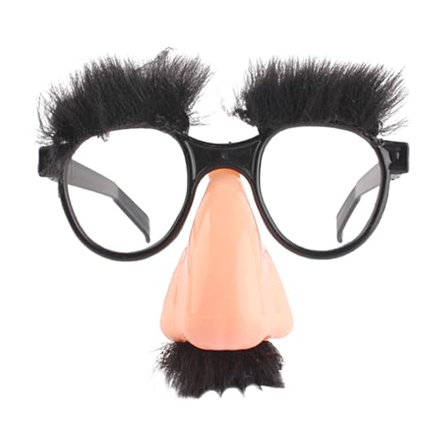 Genikeer Gläser, Verkleidungsbrille Mit Schnurrbart, Lustige Brillen Mit Große Nase Augenbraue Schnurrbart, Große Nase Brille, Lustige Gläser Augenbrauen Und Schnurrbart Prank Tool von Genikeer