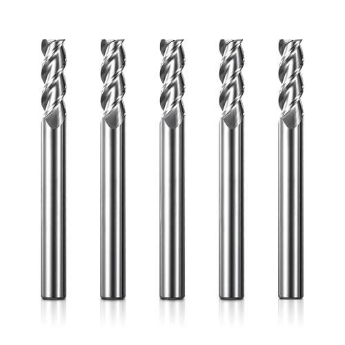 Genmitsu 5-teiliges Schaftfräser-CNC-Fräser-Bits, 1/4-Zoll-Schaft-CNC-Fräser für Fräsmaschine mit 3-schneidigem Flachfräs-Schnitz-Bit-Set, 2-1/2 Zoll Gesamtlänge Genmitsu 5-teiliges Schaftfräser-CNC-Fräser-Bits, 1/4-Zoll-Schaft-CNC-Fräser für Fräsmaschine mit 3-schneidigem Flachfräs-Schnitz-Bit-Set, 2-1/2 Zoll Gesamtlänge von Genmitsu
