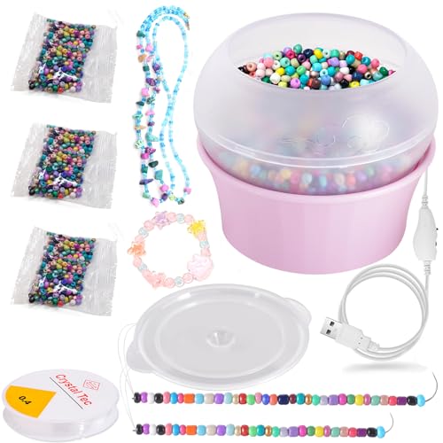 Genround Perlen Spinner Elektrisch, Clay Bead Armband Kit Essentials, Bead Spinner Nadeln enthalten, Anwendbar für verschiedene Arten von Perlen von Genround