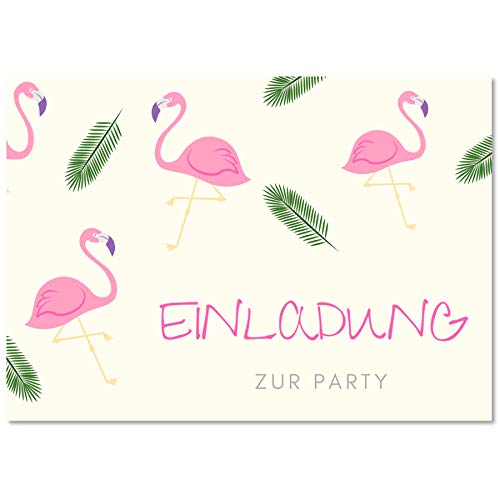 Gentle North 15 x Flamingo Einladungskarten Geburtstag Kinder - Größe A6 - Coole Einladung zum Kindergeburtstag für Mädchen und Jungen - Witzige Einladungskarte von Gentle North