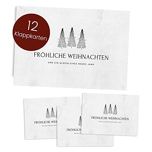 Weihnachtskarten Set (12 Stück) - A6 Klappkarten für Weihnachten - Christmas Postkarte für deine Weihnachtsgrüße - Coole Weihnachtspostkarten mit und ohne Sprüche - Frohe Weihnachten Klappkarte von Gentle North