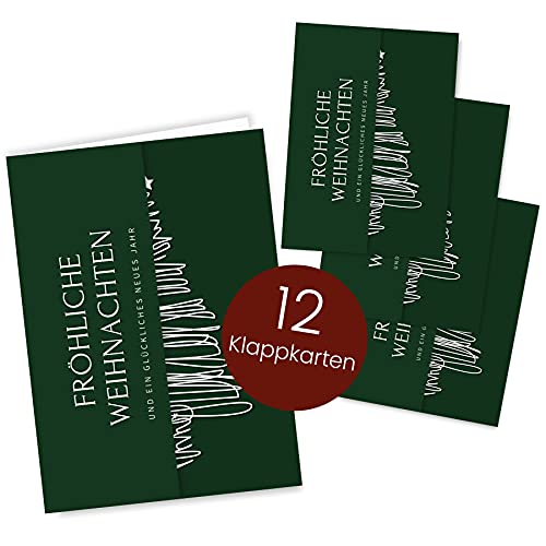 Weihnachtskarten Set (12 Stück) - A6 Klappkarten für Weihnachten - Christmas Postkarte für deine Weihnachtsgrüße - Coole Weihnachtspostkarten mit und ohne Sprüche - Frohe Weihnachten Klappkarte von Gentle North