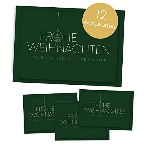 Weihnachtskarten Set (12 Stück) - A6 Klappkarten für Weihnachten - Christmas Postkarte für deine Weihnachtsgrüße - Coole Weihnachtspostkarten mit und ohne Sprüche - Frohe Weihnachten Klappkarte von Gentle North