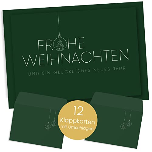 Weihnachtskarten mit Umschlag Set (12 Stück) - A6 Klappkarten für Weihnachten - Christmas Postkarte mit Umschlägen für deine Weihnachtsgrüße - Coole Weihnachtspostkarten mit und ohne Sprüche von Gentle North