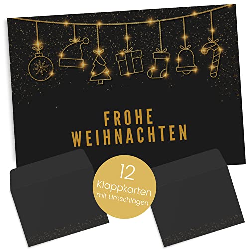 Weihnachtskarten mit Umschlag Set (12 Stück) - A6 Klappkarten für Weihnachten - Christmas Postkarte mit Umschlägen für deine Weihnachtsgrüße - Coole Weihnachtspostkarten mit und ohne Sprüche von Gentle North