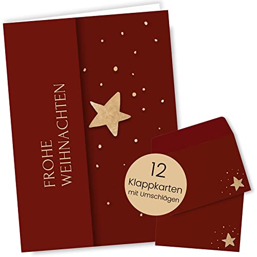 Weihnachtskarten mit Umschlag Set (12 Stück) - A6 Klappkarten für Weihnachten - Christmas Postkarte mit Umschlägen für deine Weihnachtsgrüße - Coole Weihnachtspostkarten mit und ohne Sprüche von Gentle North