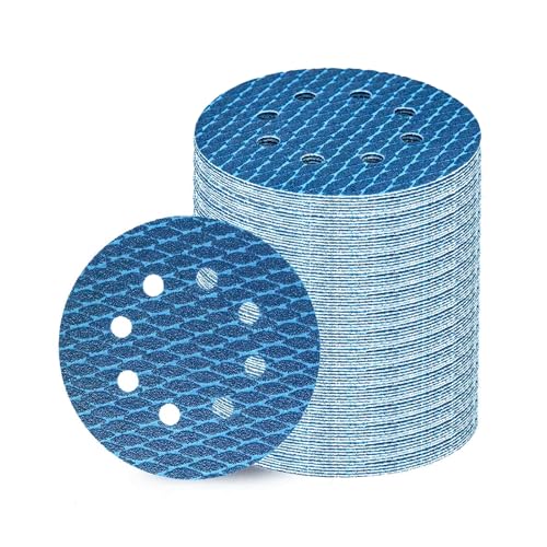 GEOGIEEW 70Stk 125mm Schleifpapier Klett, 60 Körnung 8 Loch, Ideal für Schleifscheiben 125mm klett und Exzenterschleifer von Geogieew