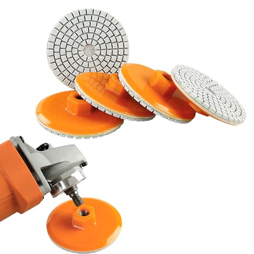 Integrated Stone Trimming and Polishing Disc, Marble Polishing Kit, Diamond Polishing Pads for Granite Stone Concrete Marble Floor Grinder or Polisher (5PCS) von Georcep