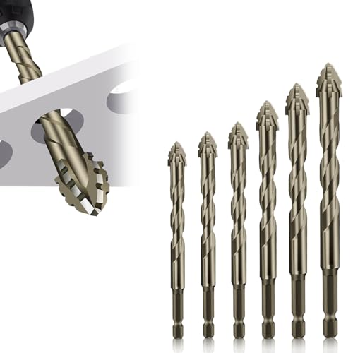 New Four-Flute Sawtooth Eccentric Drill Bit, Four-Edged Serrated Eccentric Drill, Titanium-Coated Design Drill Bit, Multiple Sizes Drill Bit Set for Wood and Metal von Georcep