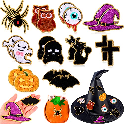 20 Stück Halloween Aufbügeln Patches Erntedankfest Aufkleber Applikationen Waschbar für Kleidung Süßer Kürbis Ahornblatt Truthahn Fledermaus Geist Weihnachten zum Aufnähen (Kürbis) von Geosar