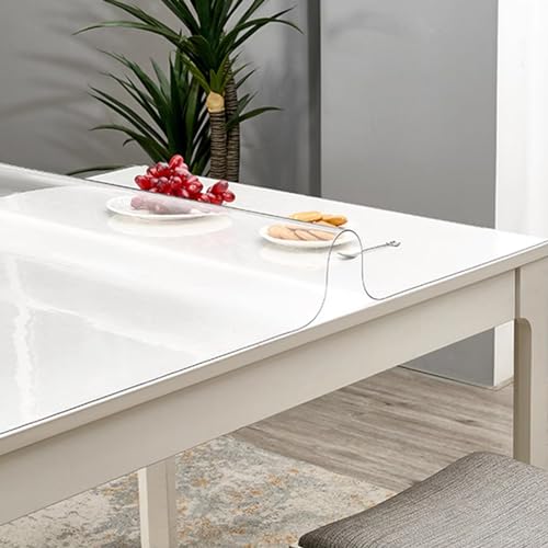 Geovne Klarer Tischdecke Tischfolie,PVC-Schutztischdecke,Rechteckige Transparente Tischdecke,Wasserdichter Tabelle Beschützer,Tischschutzfolie,für Büro Computertisch,0,7mm Dick (85x125cm/33x49in) von Geovne