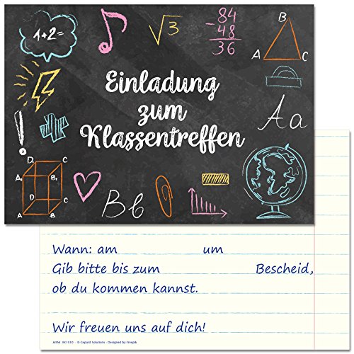 25 Einladungskarten zum Klassentreffen der Grundschul-, Hauptschul-, Realschul- und Gymnasialklassen sowie Berufsschulen und High School Reunion von Gepard Solutions