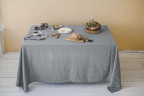Ger3as 100% Leinen Tischdecke - Hochwertige Stofftischdecke für Küchentisch und Esstisch - Natürliche Eleganz für Ihr Zuhause (Grau, 140 x 200 cm) von Ger3as