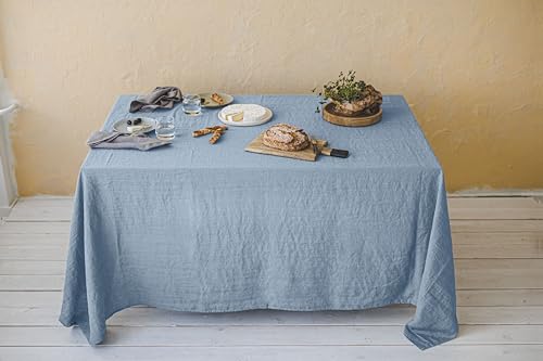 Ger3as 100% Leinen Tischdecke - Hochwertige Stofftischdecke für Küchentisch und Esstisch - Natürliche Eleganz für Ihr Zuhause (Himmelblau, 140 x 220 cm) von Ger3as