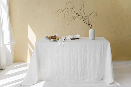 Ger3as 100% Leinen Tischdecke - Hochwertige Stofftischdecke für Küchentisch und Esstisch - Natürliche Eleganz für Ihr Zuhause (Weiß, 140 x 200 cm) von Ger3as