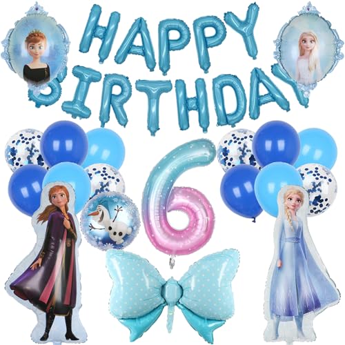 GerRiT Geburtstagsparty Deko 6 Jahre, 20 Stück Geburtstagsdeko, 6 Jahre Prinzessin Geburtstag Deko,Deko Kindergeburtstag Set,Folienballon 6 JahreKinderGeburtstagsdeko von GerRiT