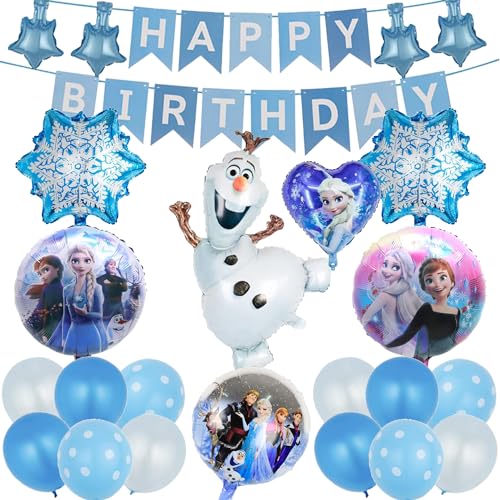 GerRiT Prinzessin Folienballon ，20 Stück Geburtstagsdeko, Luftballon blau Geburtstag kit, Schneeflocke Folienballons, Ballons für Geburtstags Partei Hintergrunden von GerRiT