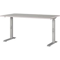 GERMANIA DOWNEY höhenverstellbarer Schreibtisch kaschmir rechteckig, C-Fuß-Gestell silber 140,0 x 80,0 cm von Germania