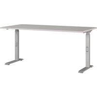 GERMANIA DOWNEY höhenverstellbarer Schreibtisch kaschmir rechteckig, C-Fuß-Gestell silber 160,0 x 80,0 cm von Germania