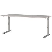 GERMANIA DOWNEY höhenverstellbarer Schreibtisch kaschmir rechteckig, C-Fuß-Gestell silber 180,0 x 80,0 cm von Germania