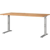 GERMANIA DOWNEY höhenverstellbarer Schreibtisch navarra-eiche rechteckig, C-Fuß-Gestell silber 160,0 x 80,0 cm von Germania