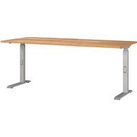 GERMANIA DOWNEY höhenverstellbarer Schreibtisch navarra-eiche rechteckig, C-Fuß-Gestell silber 180,0 x 80,0 cm von Germania