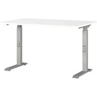 GERMANIA DOWNEY höhenverstellbarer Schreibtisch weiß rechteckig, C-Fuß-Gestell silber 120,0 x 80,0 cm von Germania