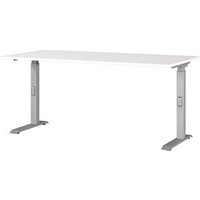 GERMANIA DOWNEY höhenverstellbarer Schreibtisch weiß rechteckig, C-Fuß-Gestell silber 160,0 x 80,0 cm von Germania