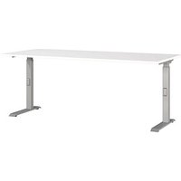 GERMANIA DOWNEY höhenverstellbarer Schreibtisch weiß rechteckig, C-Fuß-Gestell silber 180,0 x 80,0 cm von Germania