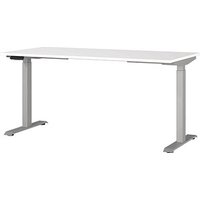 GERMANIA JET höhenverstellbarer Schreibtisch weiß rechteckig, T-Fuß-Gestell silber 160,0 x 80,0 cm von Germania