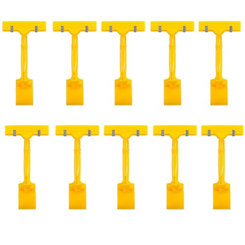 Gerrit Plastikschild-Clip, Lebensmittelschild-Clip, drehbarer Preisschild-Clip, Regal-Clip, Warenschild-Clip, Einzelhandelskarte, Doppel-Display-Clip (5/10 Stück) 10 Stück Yellow von Gerrit