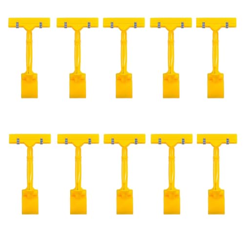 Gerrit Produktschild-Clip, drehbar, beliebte Clip-on-Halterung, Preis-Display-Halterung, Etiketten-Clip, verstellbares Clip-Schild 10 Stück Yellow von Gerrit