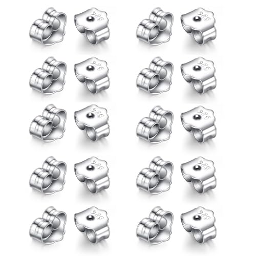 Geruicee 10 Paare Ohrringlifter Ohrringverschluss, Ohrstecker Verschluss Silber, 925 Sterling-Silber-Ohrring, Stopperohrringe, Schmetterlingsverschluss, Für Schmuckherstellung von Geruicee